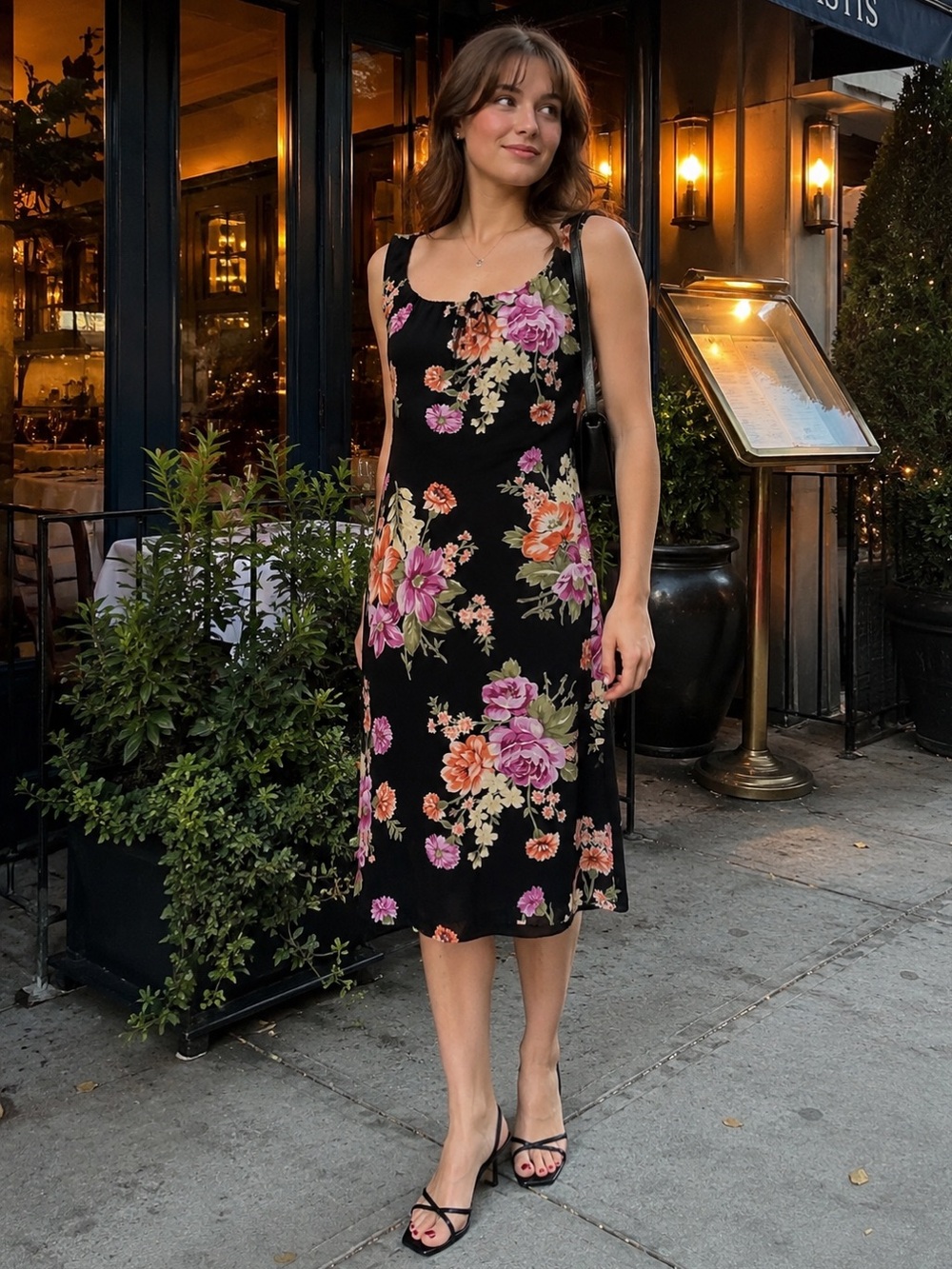 Jones New York | 90s Silk Floral Midi Dress Whimsigoth Fairy Coquette, Size 4P